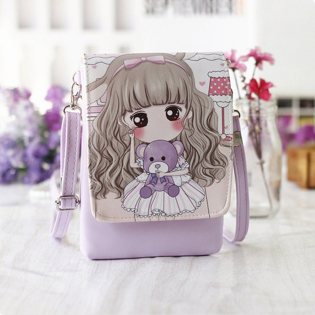  Tas  Selempang  Mini Girl Cartoon Bag Purple 
